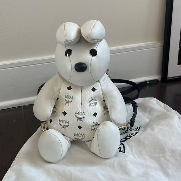 RARE MCM bunny rabbit bag white leather backpack visetos cute zoo doll plush main image 11